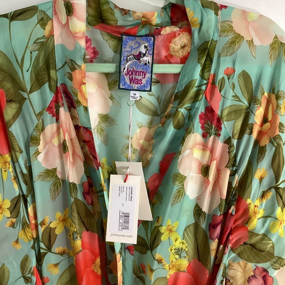 NWT JOHNNY WAS PLUS 3X  BURKE KIMONO  MAXI DRESS FLORAL TIRED MSRP 515.00 - Picture 7 of 14
